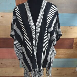 Poof! Monochrome Knit Poncho